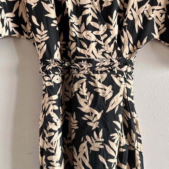 ba&sh Tabby Dress | Black/Beige Leaf Print | Size 1 (Small/US 4) - Picture 7 of 16
